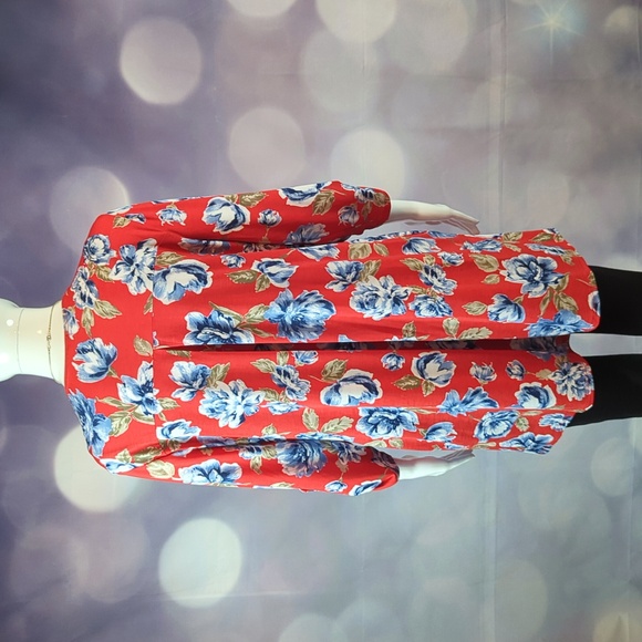 Honeyme Floral 3/4 Sleeve Open Front Cascading Cardigan Size S - Picture 5 of 9